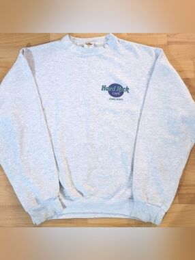 Vintage Hard Rock Cafe Chicago Longsleeve Gray Crewneck Sweatshirt, XL